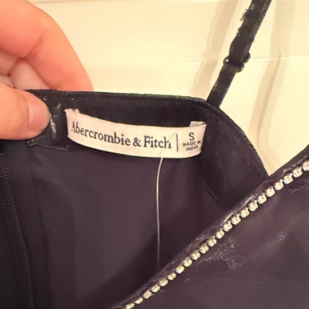 Abercrombie & Fitch Black Rhinestone Strap V-Neck Mini Dress - Picture 3 of 6